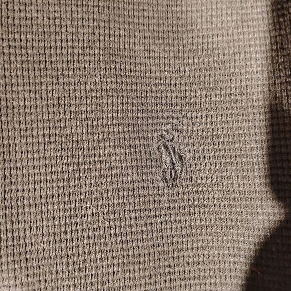 Polo Ralph Lauren thermal tshirt mens M Medium black waffle knit long sleeve pon - Picture 3 of 7